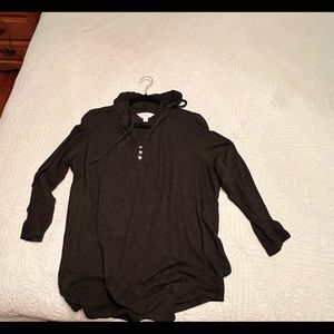 Market Spruce heather black Henley hoodie light weight sweater